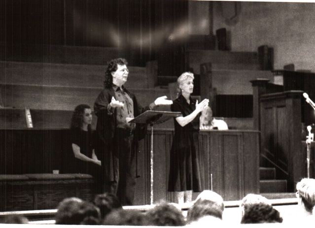 John gives the closing plenary at Friends General Conference July 1990.